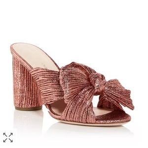 Loeffler Randall Women's Rose Gold Penny Pleated High Heel Slide Sandals